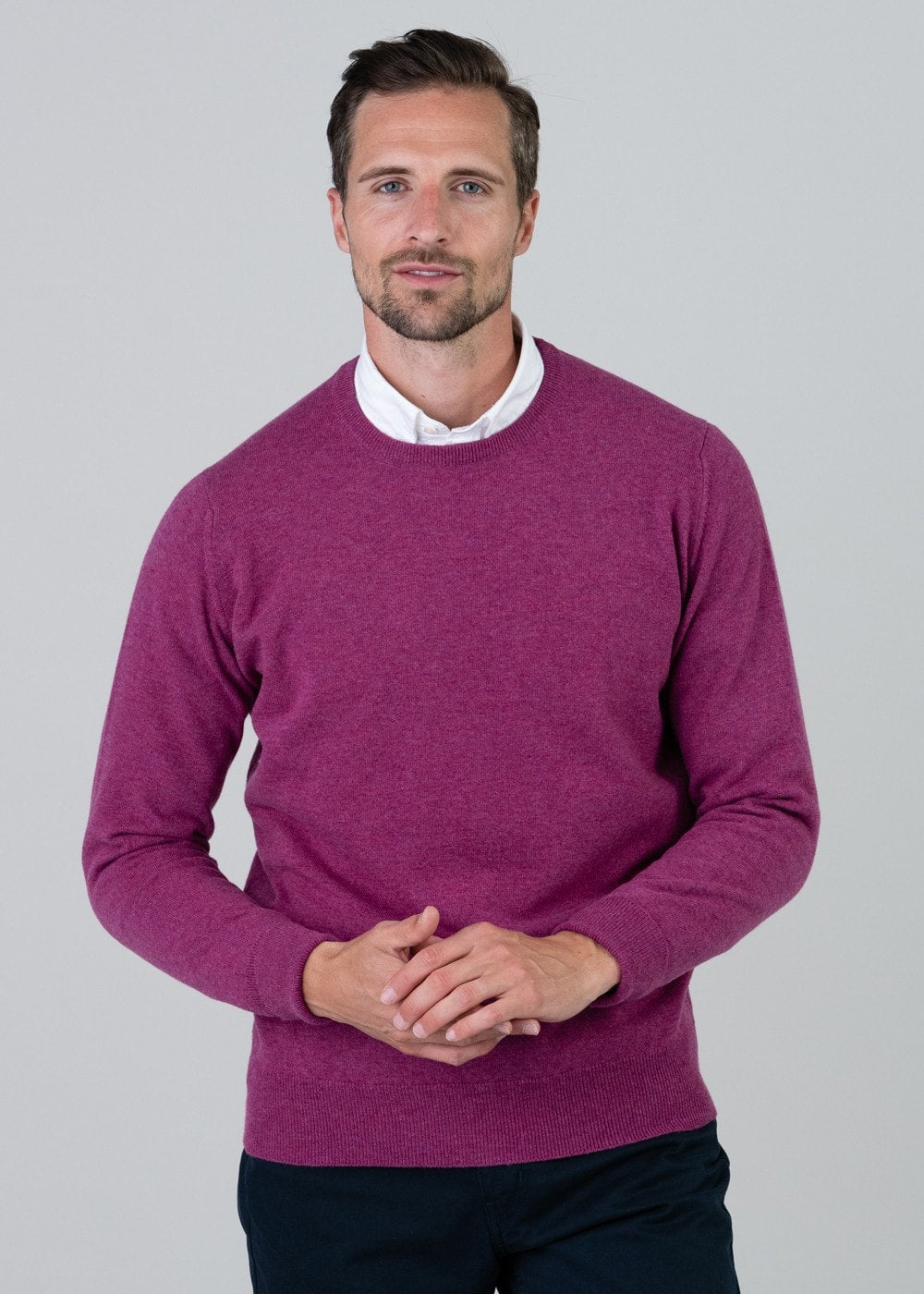 Gordon 1 Ply Geelong Crew Neck - Loganberry - 3