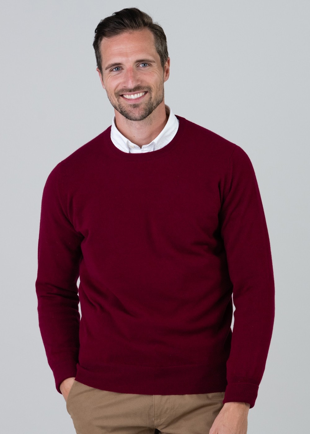 Gordon 1 Ply Geelong Crew Neck - Claret - 2