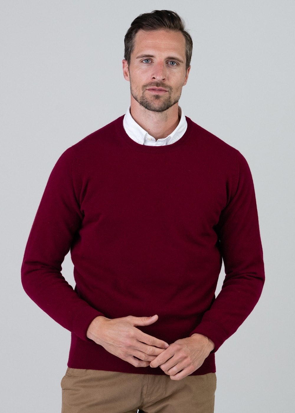 Gordon 1 Ply Geelong Crew Neck - Claret - 3