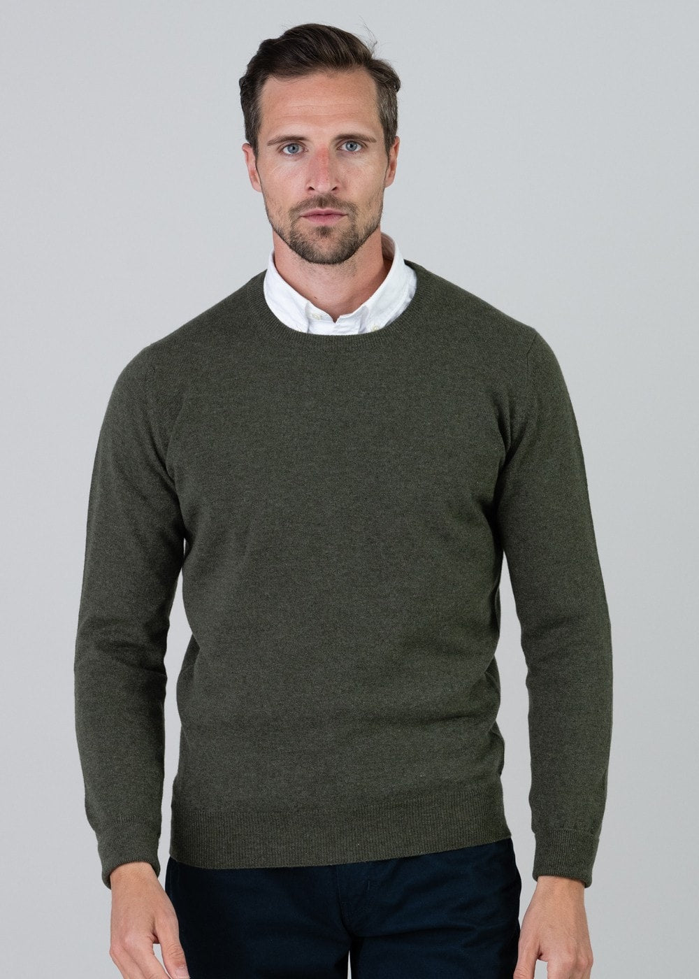 Gordon 1 Ply Geelong Crew Neck - Loden - 1