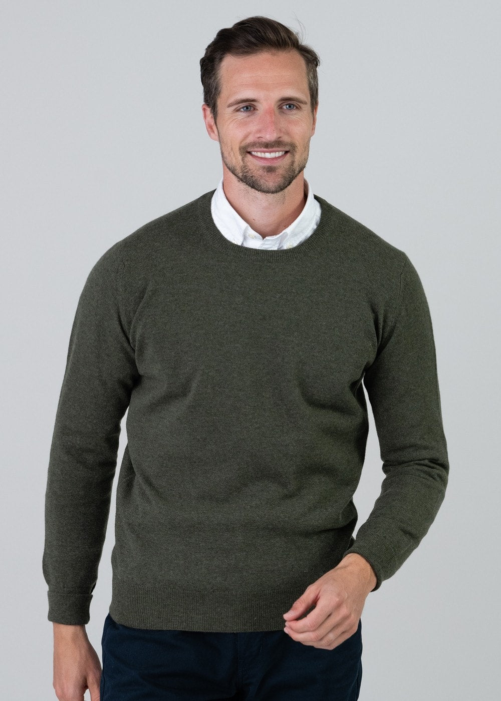 Gordon 1 Ply Geelong Crew Neck - Loden - 3