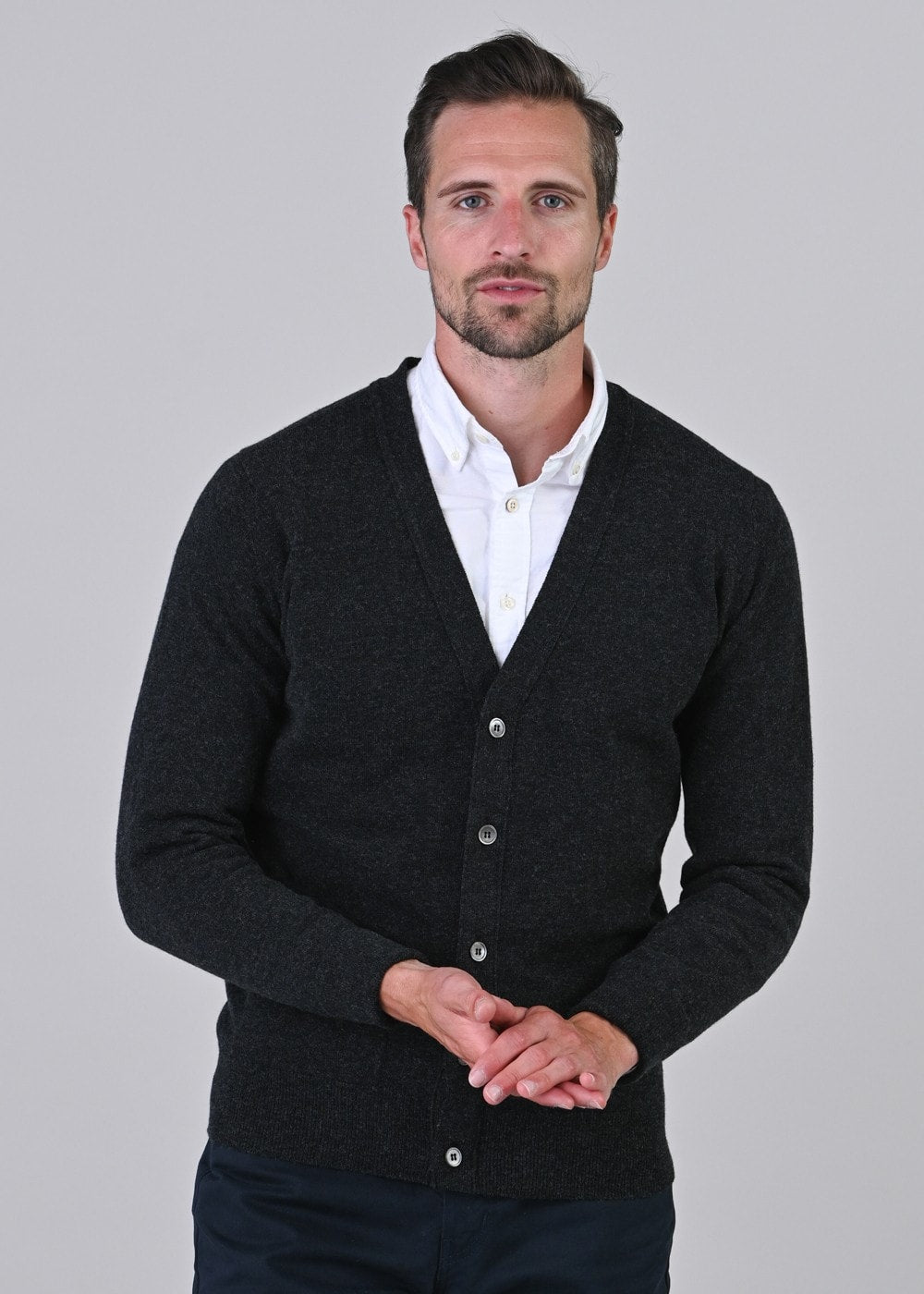 Gordon 1 Ply Geelong Cardigan - Charcoal - 3