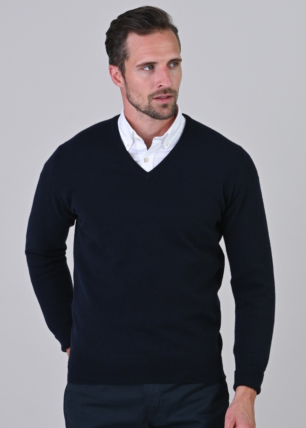 Gordon 1 Ply Geelong V-Neck - Navy - 2