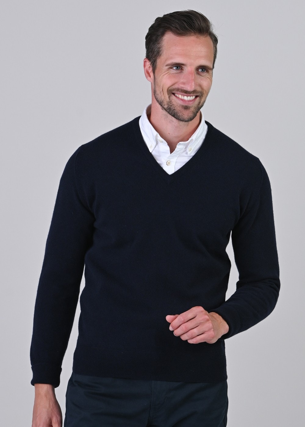 Gordon 1 Ply Geelong V-Neck - Navy - 4