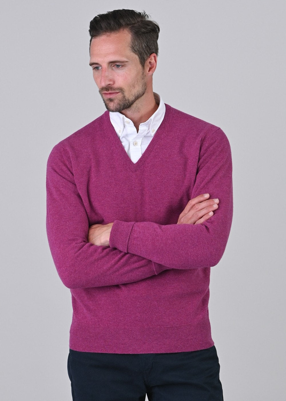 Gordon 1 Ply Geelong V-Neck - Loganberry - 4