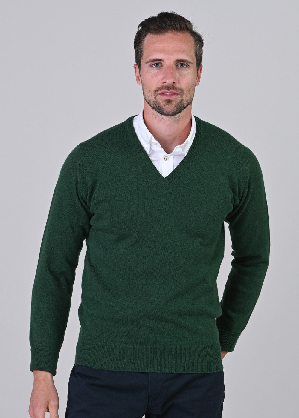 Gordon 1 Ply Geelong V-Neck - Hedgerow - 2