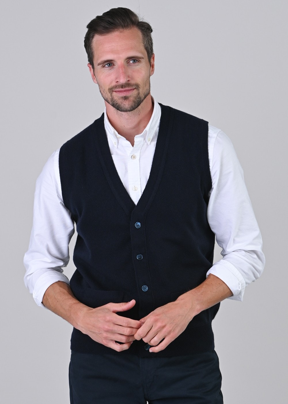 Gordon 1 Ply Geelong Waistcoat - Navy - 2