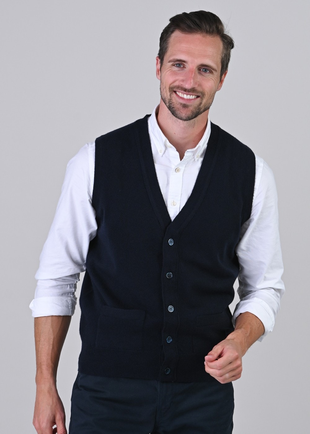 Gordon 1 Ply Geelong Waistcoat - Navy - 3