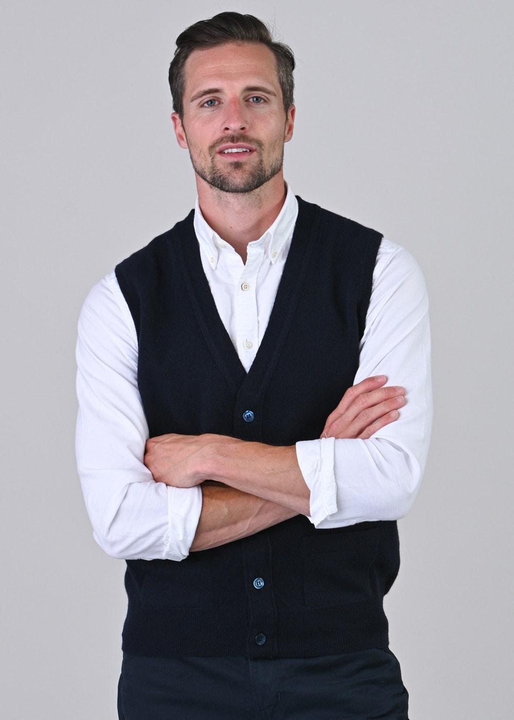 Gordon 1 Ply Geelong Waistcoat - Navy - 4