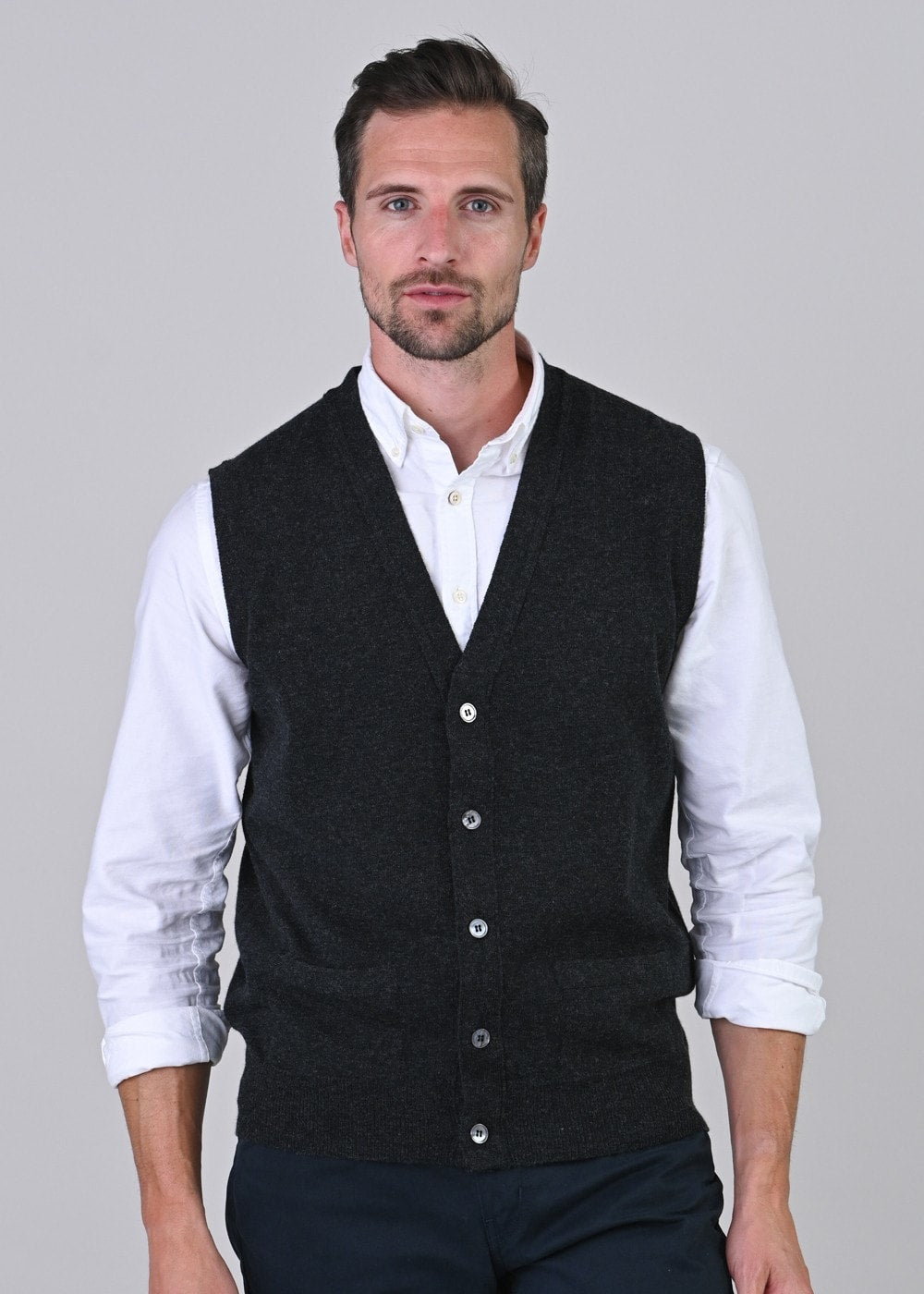 Gordon 1 Ply Geelong Waistcoat - Charcoal - 2