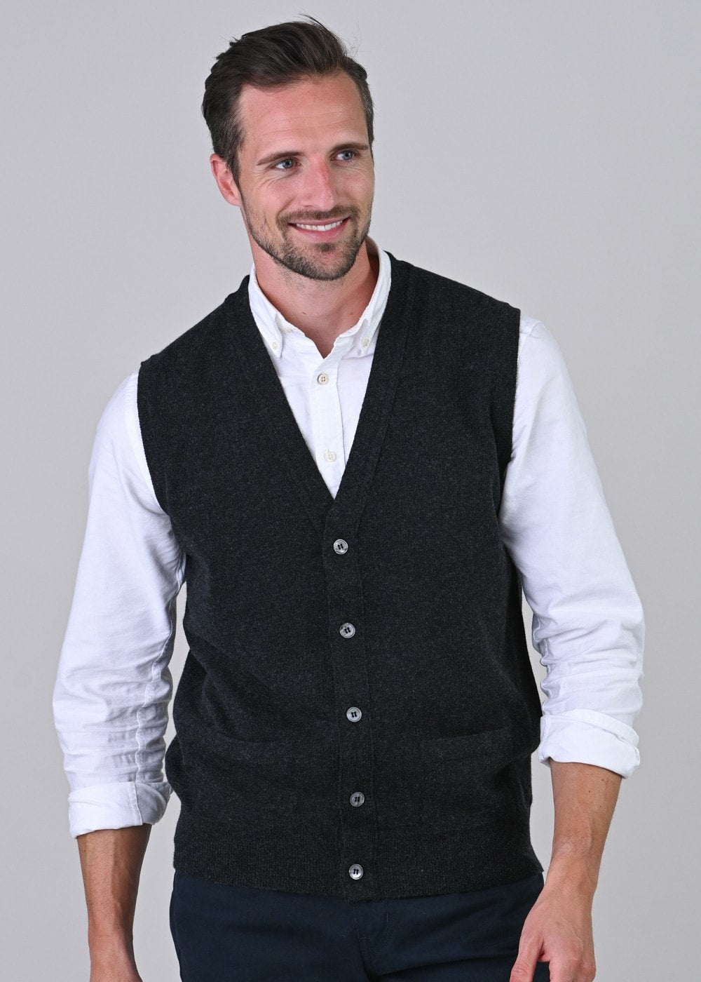 Gordon 1 Ply Geelong Waistcoat - Charcoal - 4