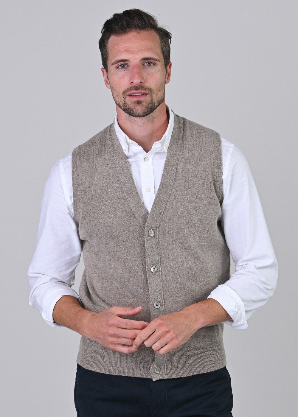 Gordon 1 Ply Geelong Waistcoat - Dark Natural - 2