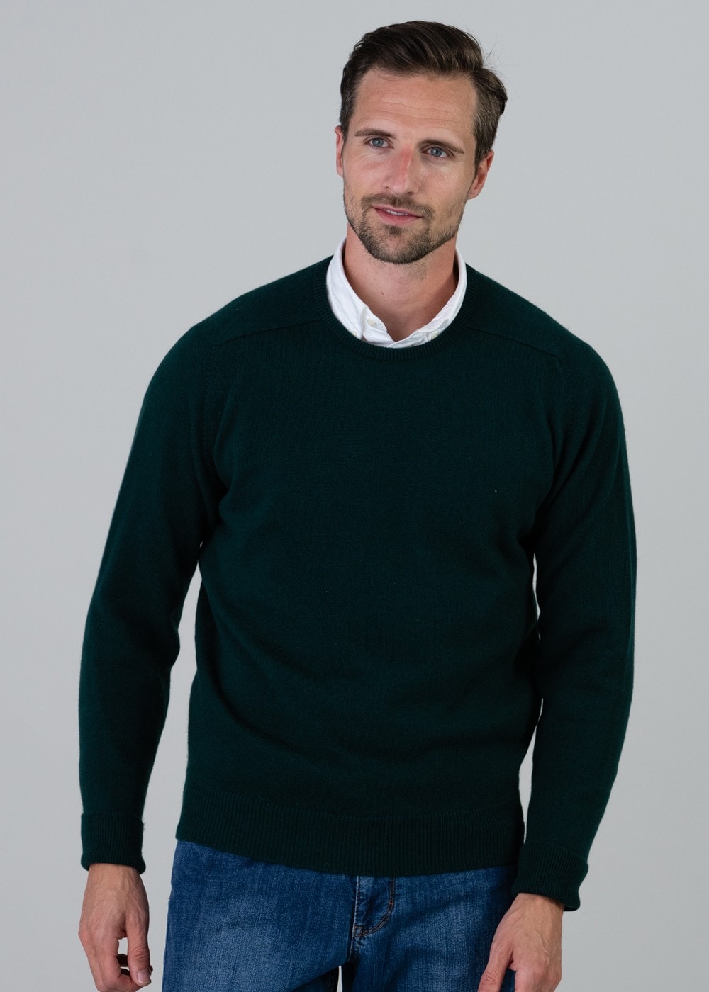 Melrose 2 Ply Cashmere Crew Neck - Bottle Green - 2