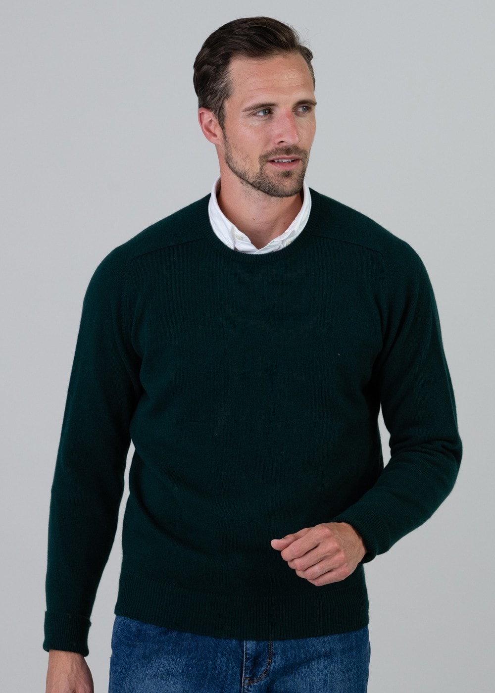 Melrose 2 Ply Cashmere Crew Neck - Bottle Green - 4