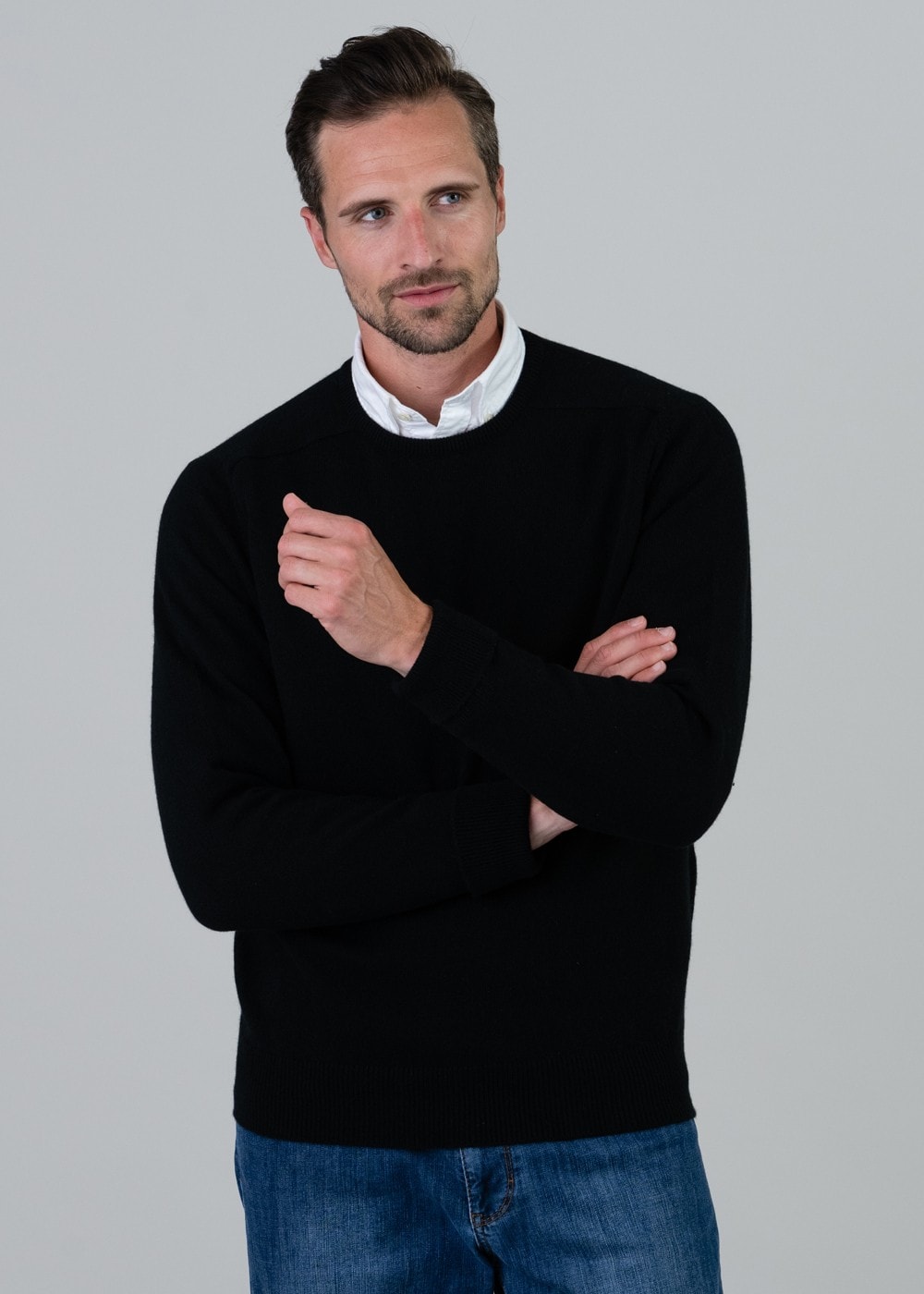 Melrose 2 Ply Cashmere Crew Neck - Black - 2