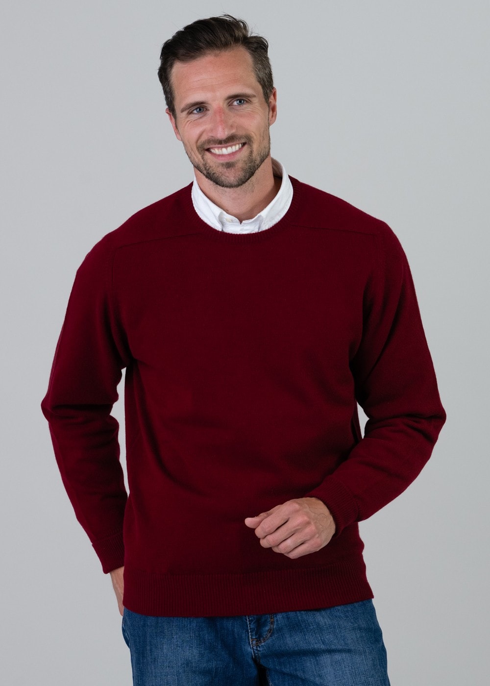 Melrose 2 Ply Cashmere Crew Neck - Bordeaux - 2