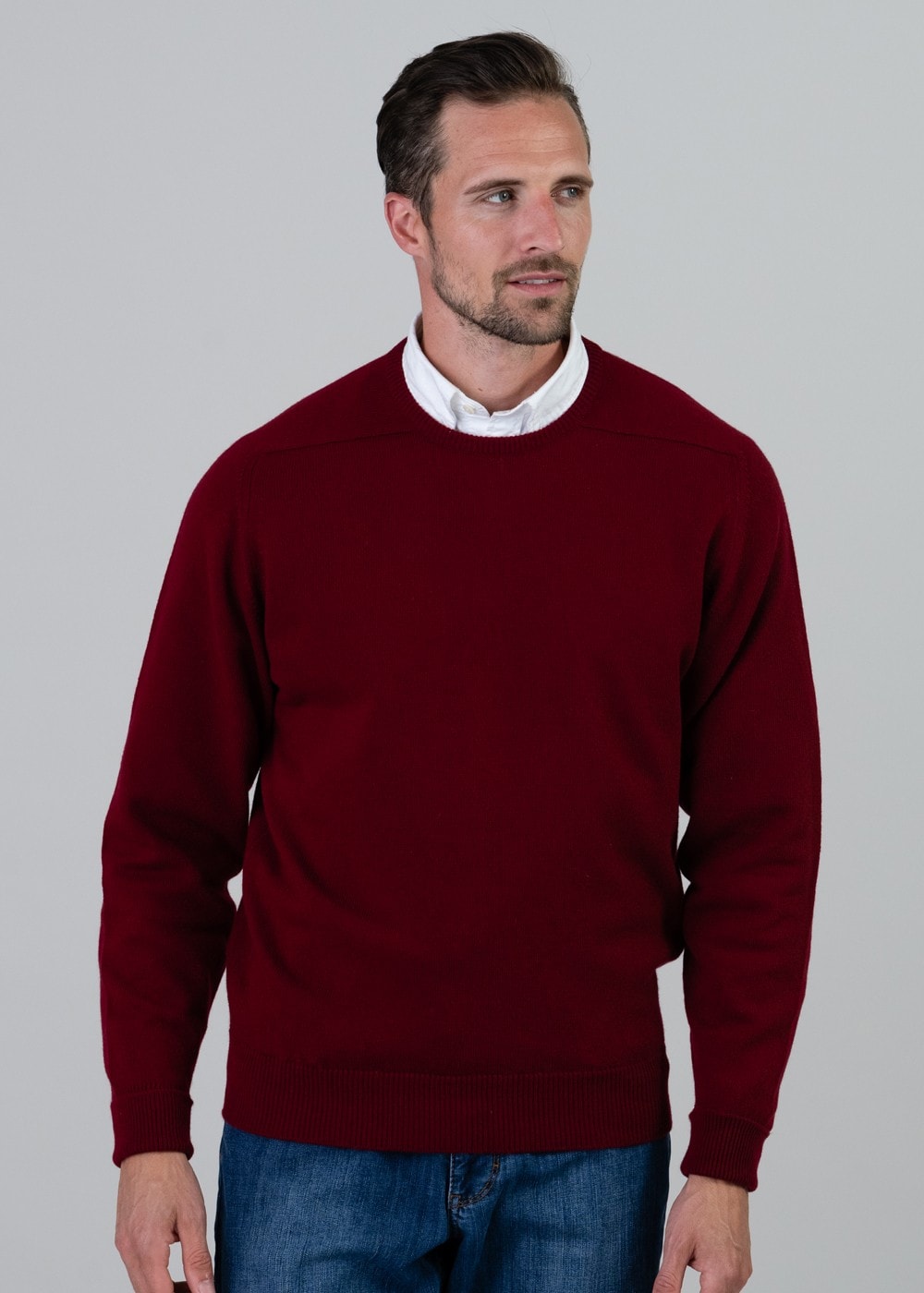 Melrose 2 Ply Cashmere Crew Neck - Bordeaux - 3