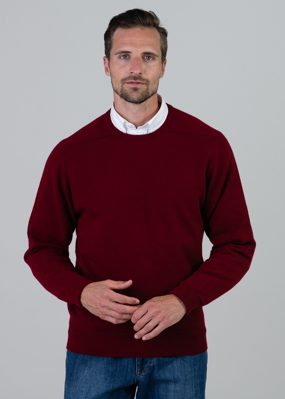 Melrose 2 Ply Cashmere Crew Neck - Bordeaux - 4