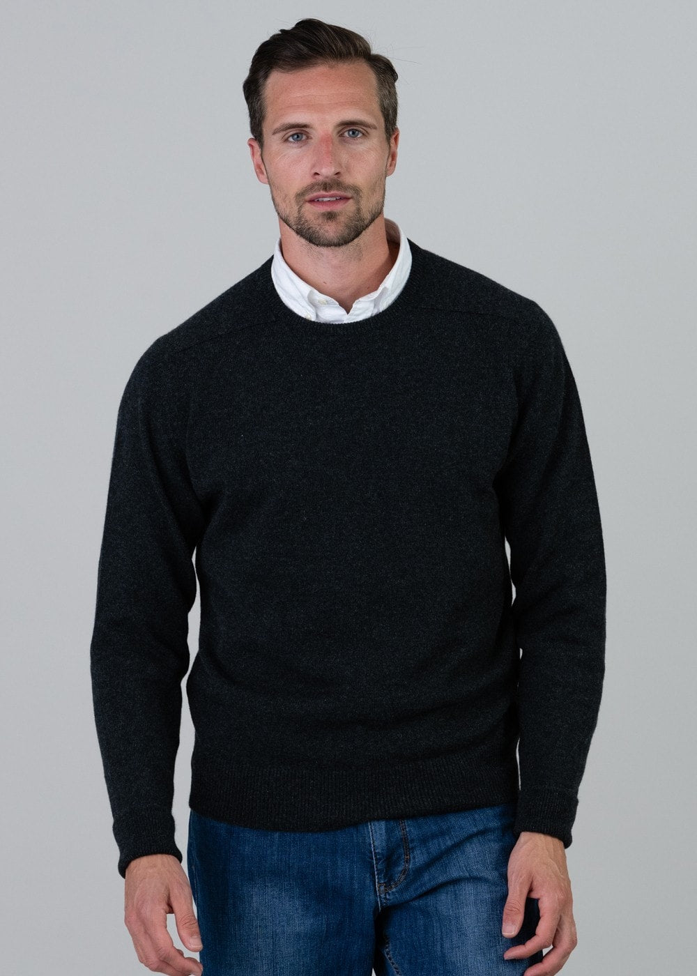 Melrose 2 Ply Cashmere Crew Neck - Charcoal - 2