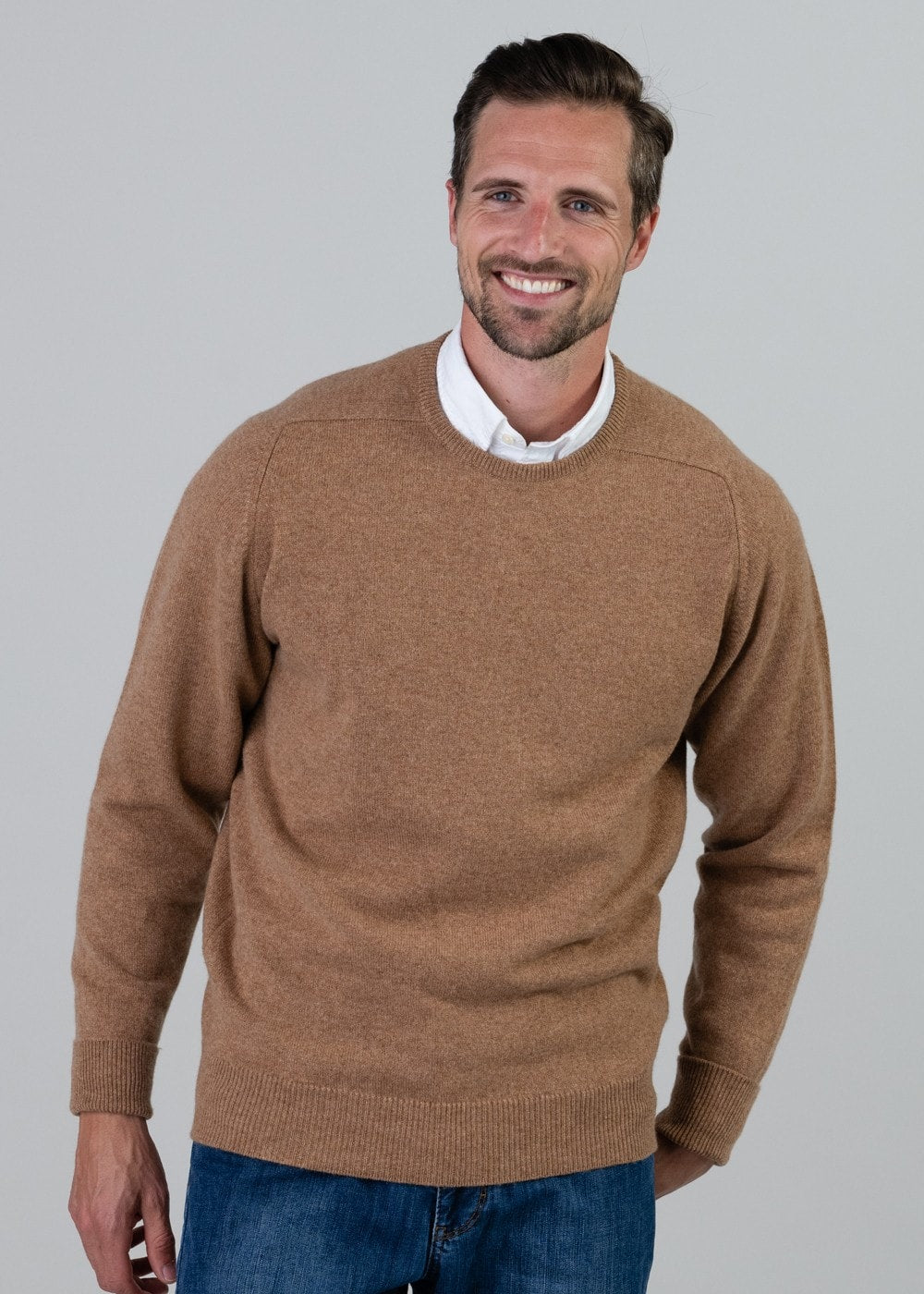 Melrose 2 Ply Cashmere Crew Neck - Savannah - 3