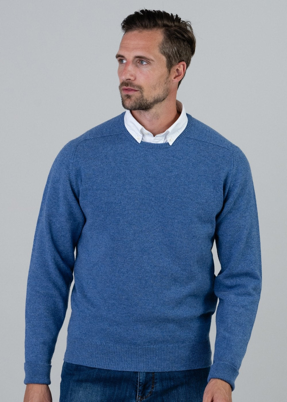 Melrose 2 Ply Cashmere Crew Neck - Lapis - 2