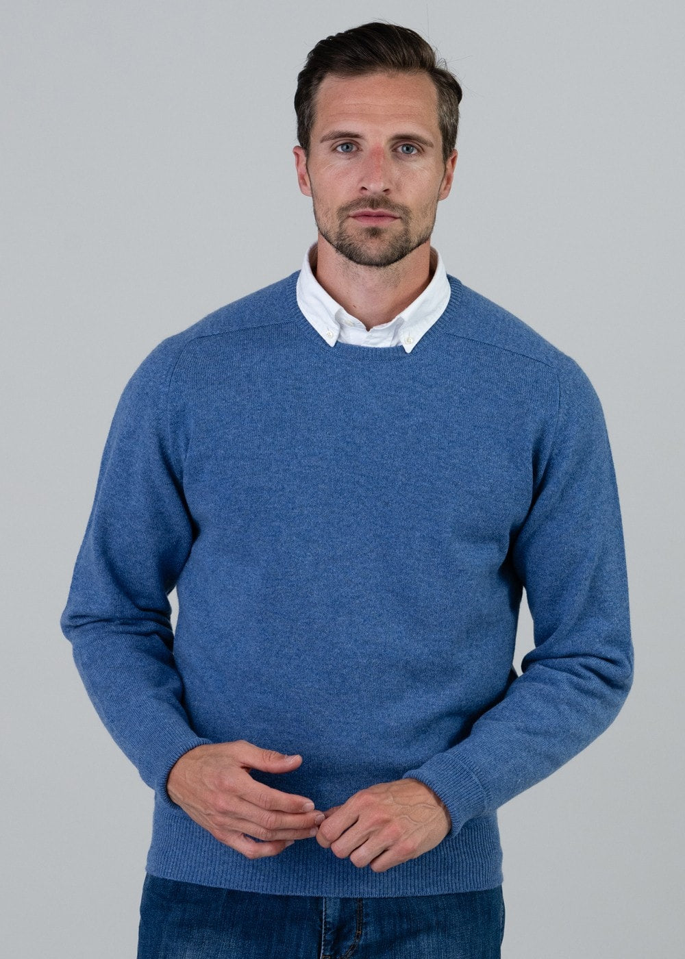 Melrose 2 Ply Cashmere Crew Neck - Lapis - 3