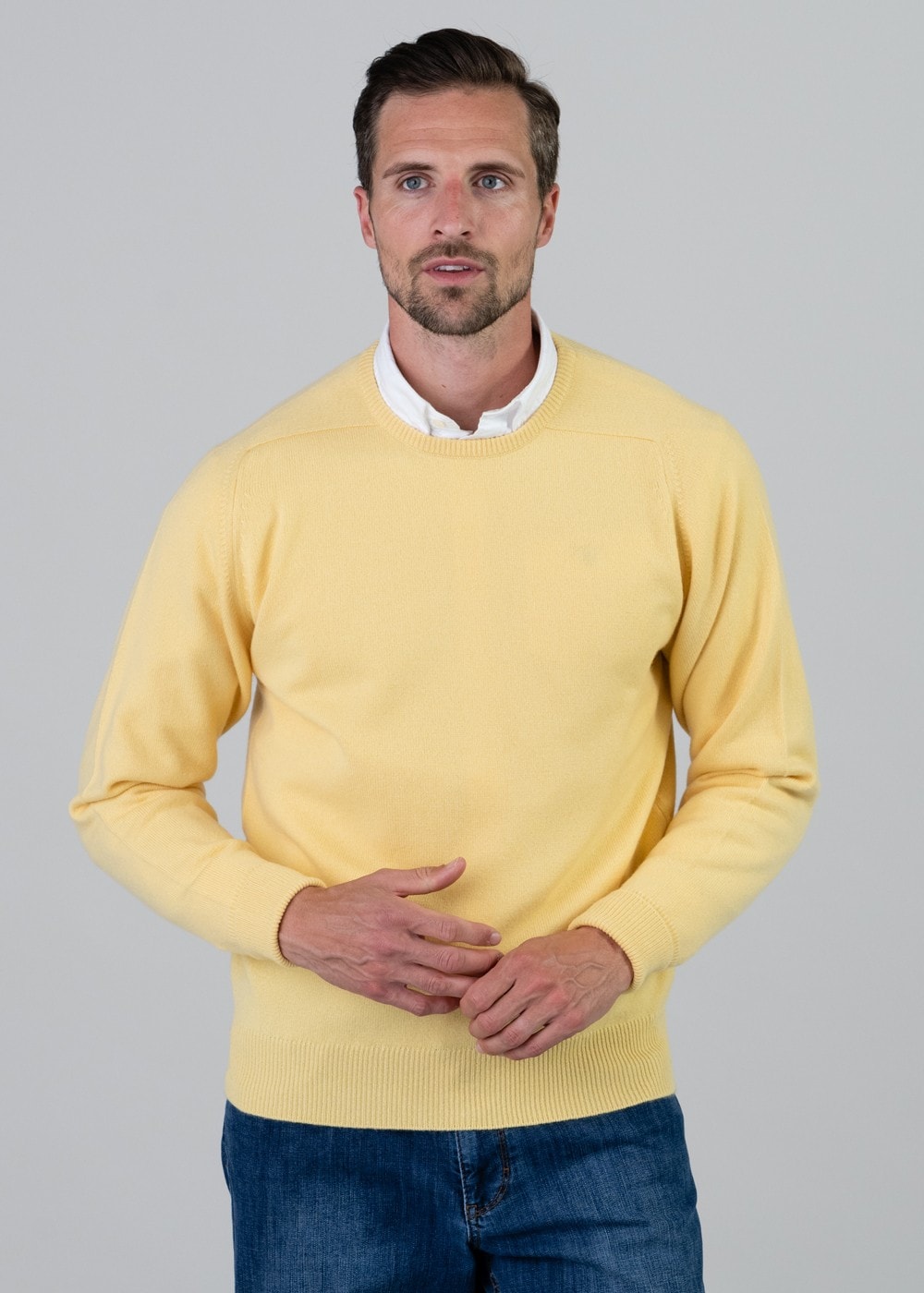 Melrose 2 Ply Cashmere Crew Neck - Lemon Frost - 2