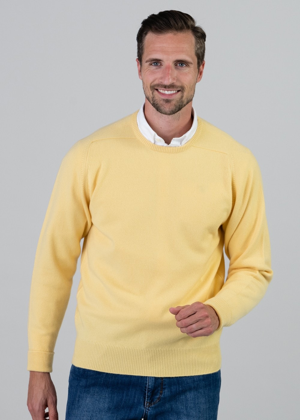 Melrose 2 Ply Cashmere Crew Neck - Lemon Frost - 4