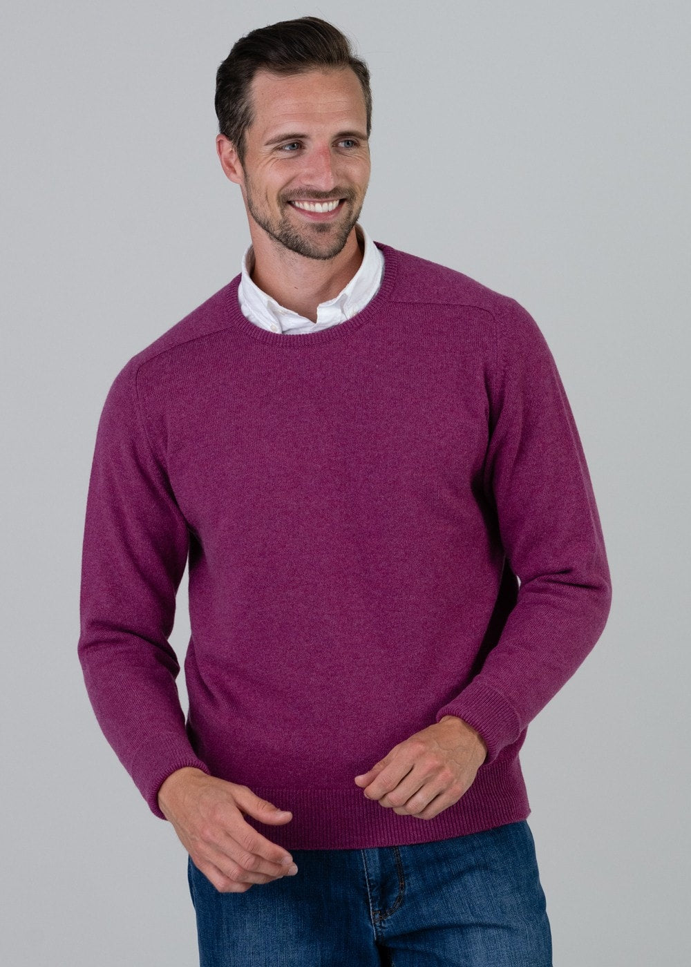 Melrose 2 Ply Cashmere Crew Neck - Loganberry - 2