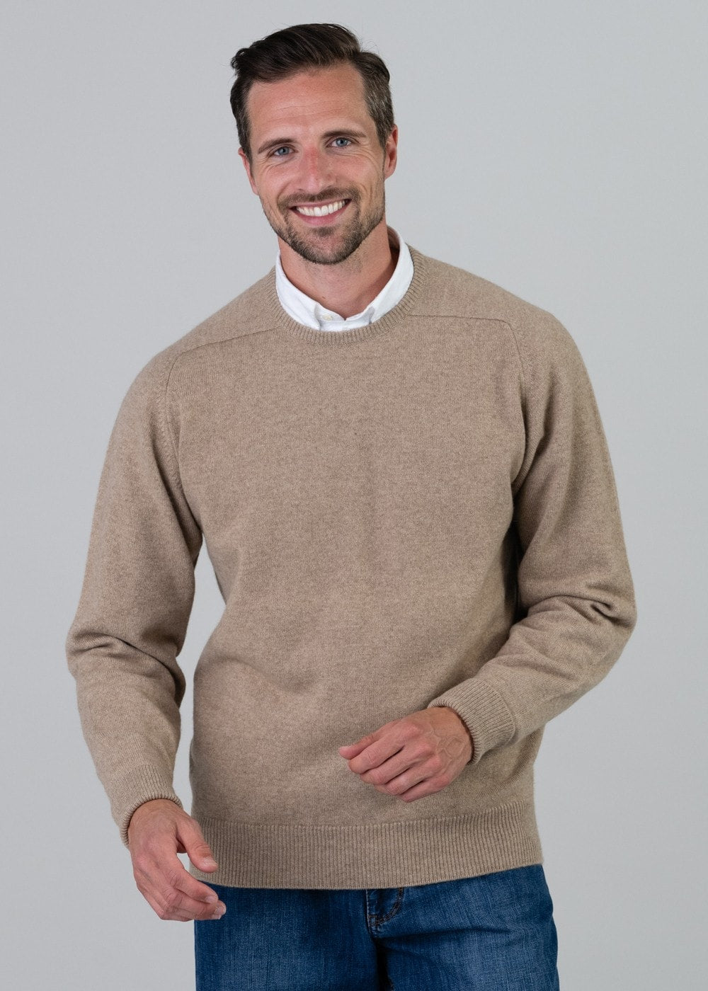 Melrose 2 Ply Cashmere Crew Neck - Dark Natural - 4