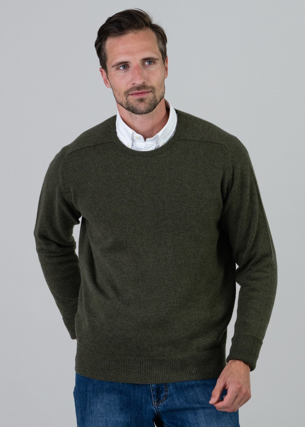 Melrose 2 Ply Cashmere Crew Neck - Loden Mix - 2