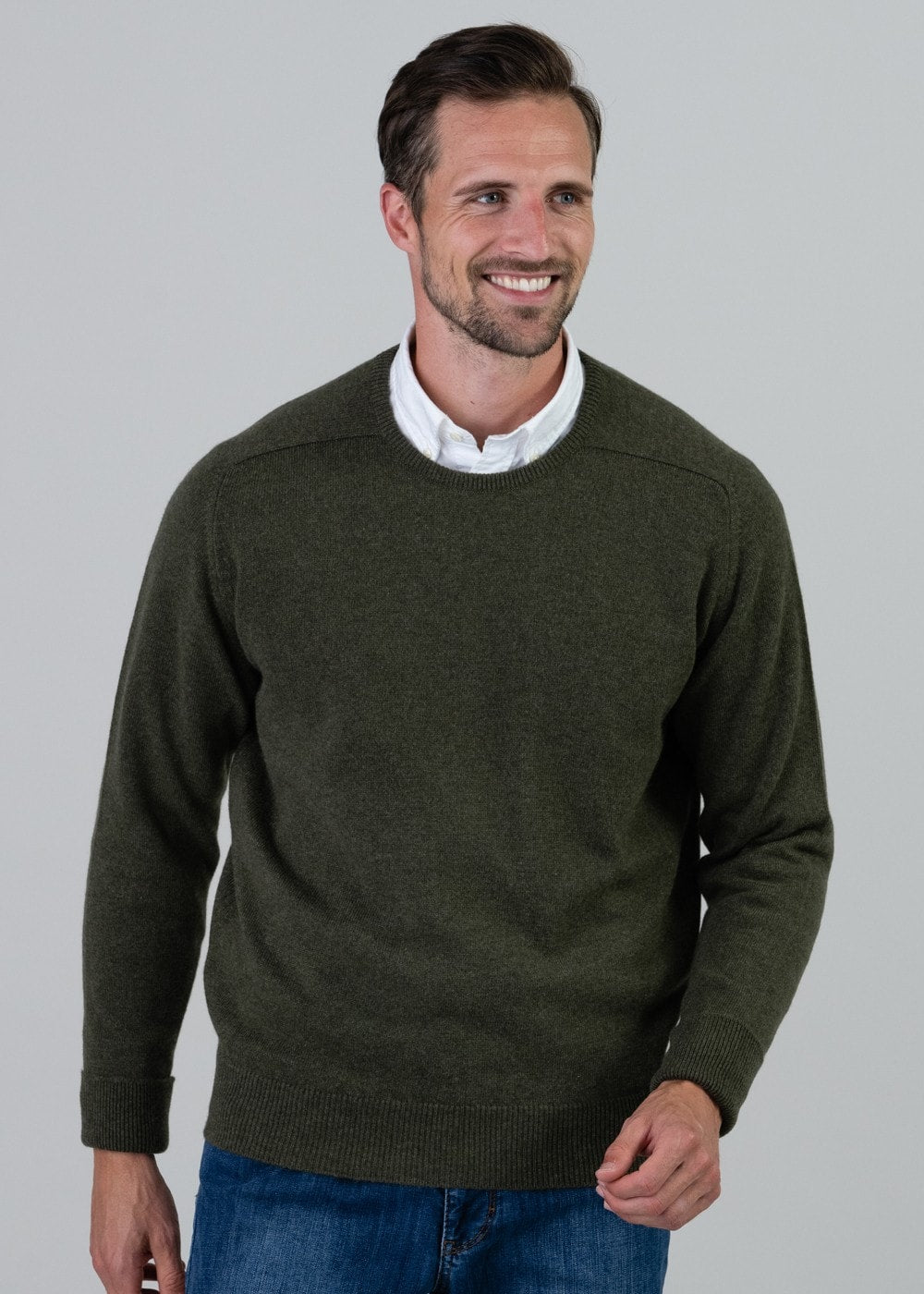 Melrose 2 Ply Cashmere Crew Neck - Loden Mix - 3