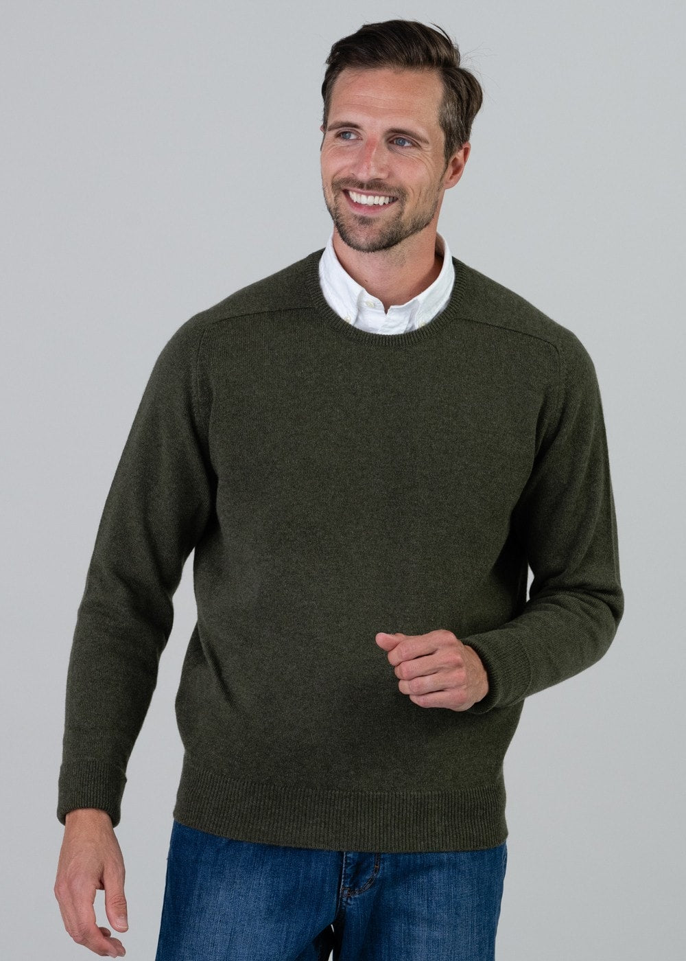 Melrose 2 Ply Cashmere Crew Neck - Loden Mix - 4