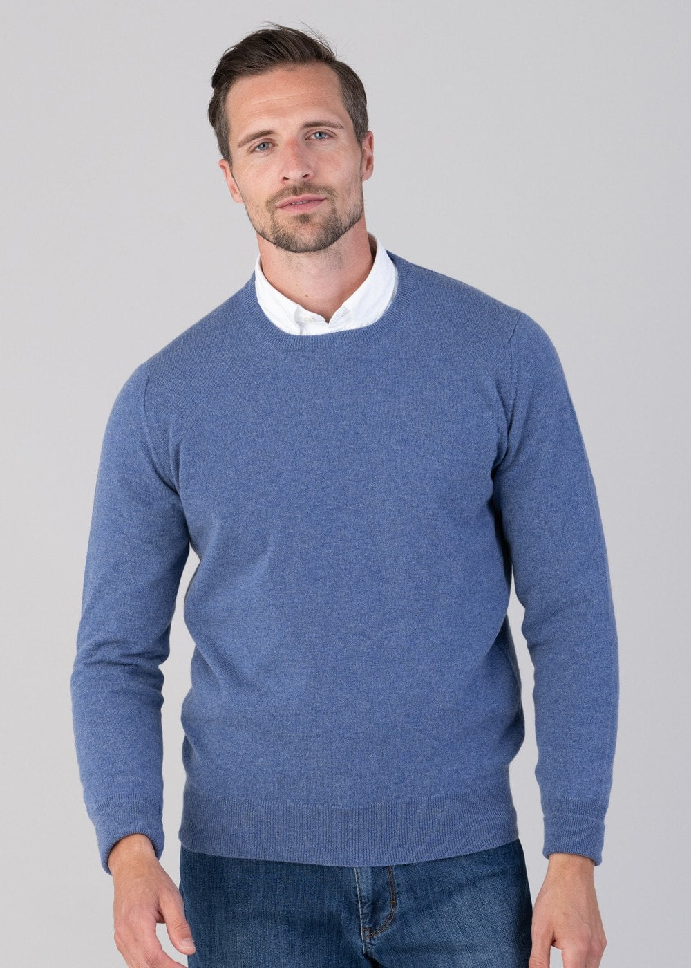 Oxton 1 Ply Cashmere Crew Neck - Lapis - 2