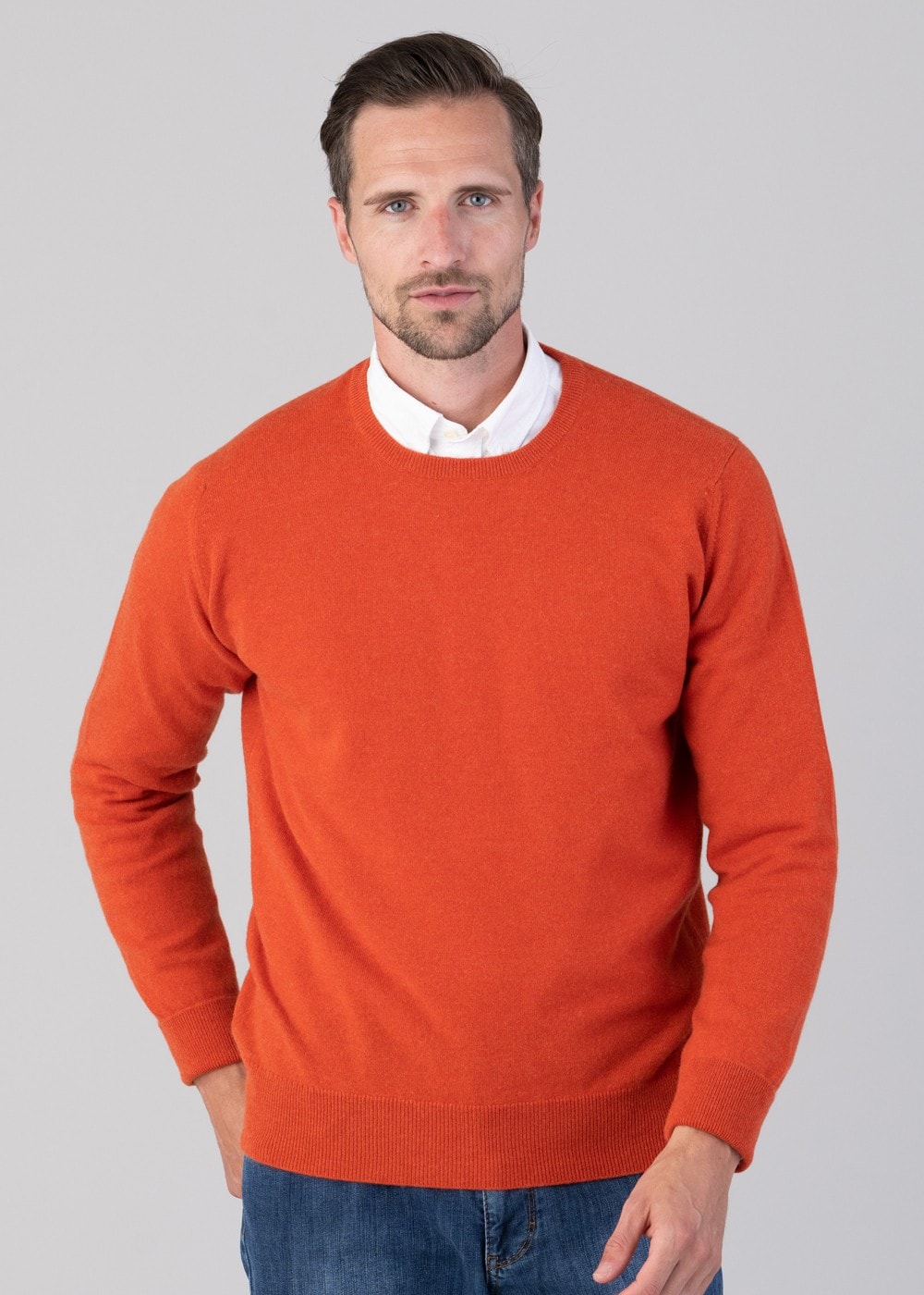 Oxton 1 Ply Cashmere Crew Neck - Furnace - 4