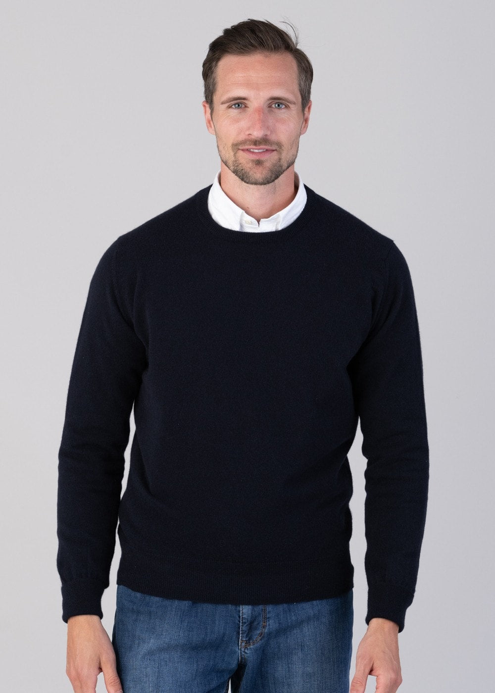 Oxton 1 Ply Cashmere Crew Neck - Navy - 2