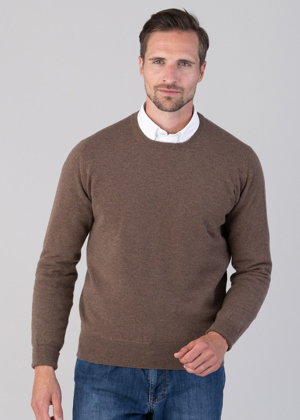 Oxton 1 Ply Cashmere Crew Neck - Mocha - 4