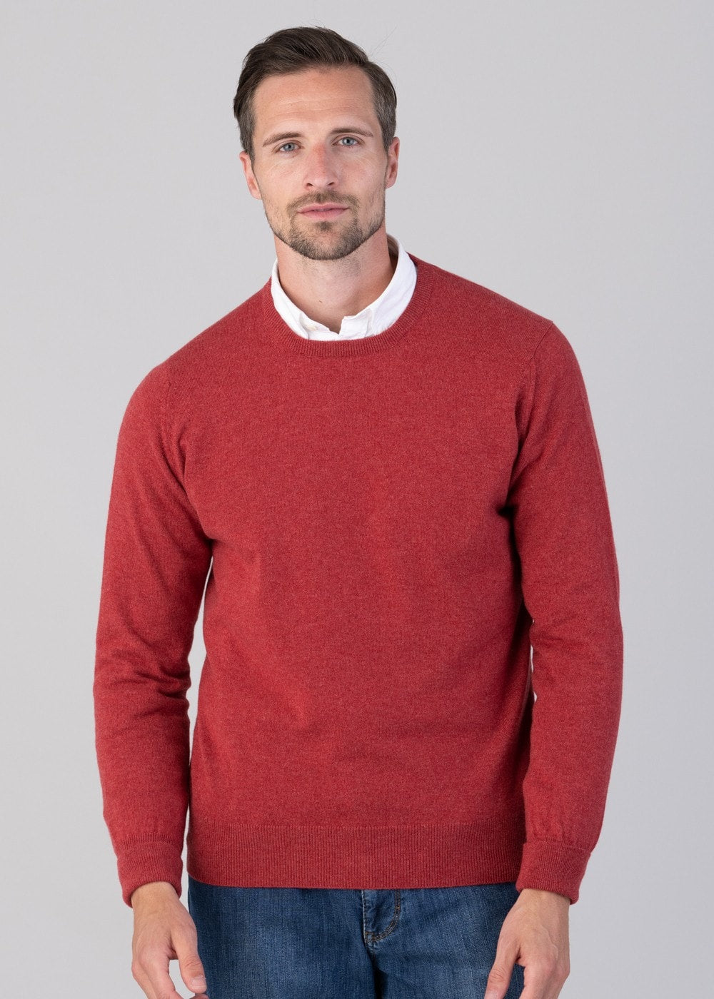 Oxton 1 Ply Cashmere Crew Neck - Poppy Mel - 2