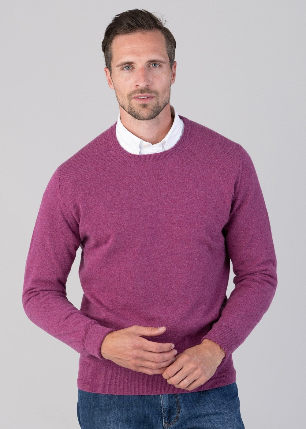 Oxton 1 Ply Cashmere Crew Neck - Loganberry - 4