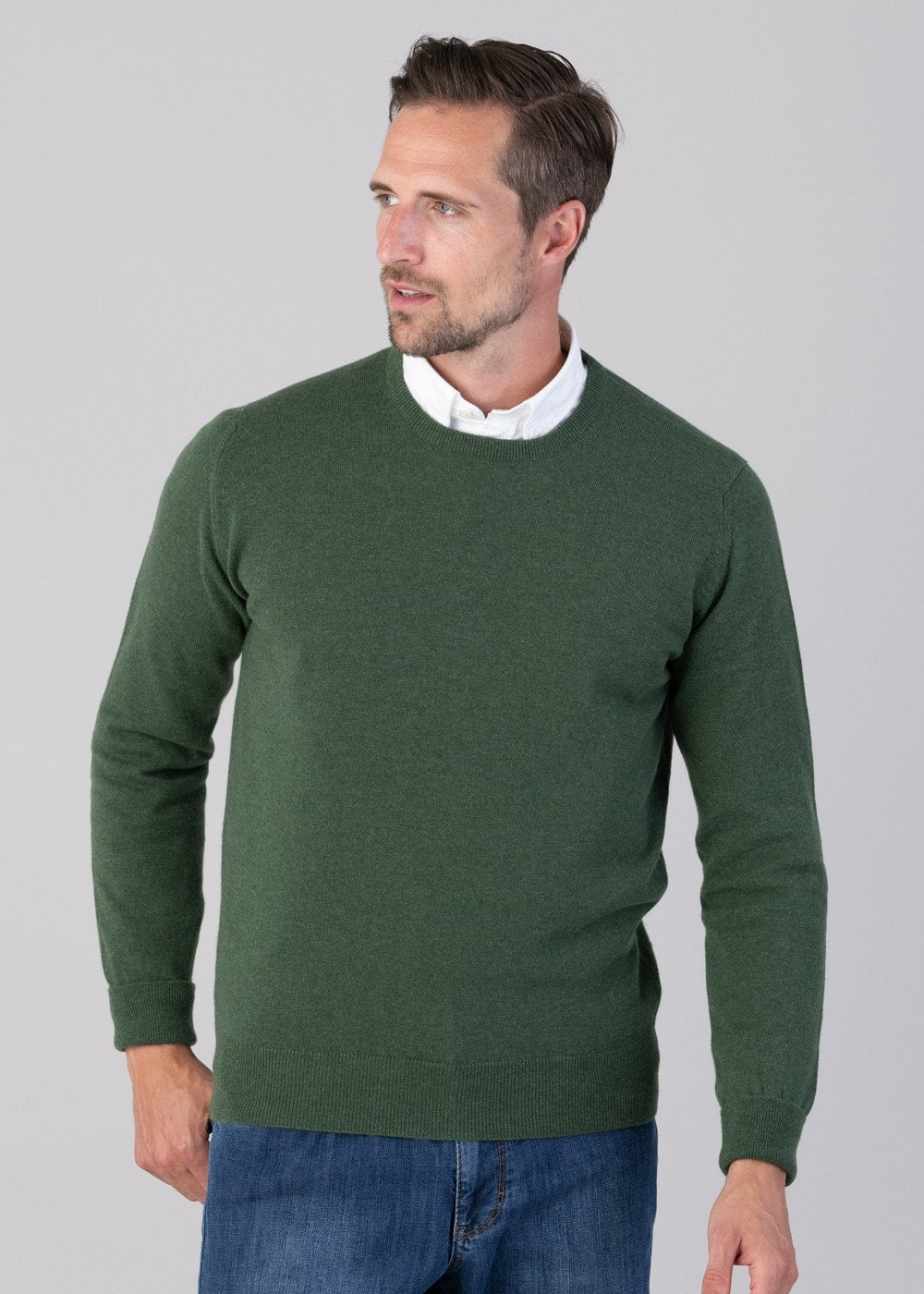 Oxton 1 Ply Cashmere Crew Neck - Serpentine - 3