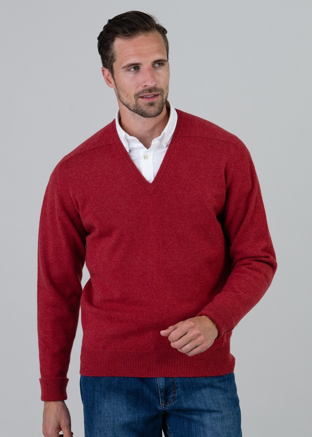 Melrose 2 Ply Cashmere V-Neck - Poppy Mel - 2