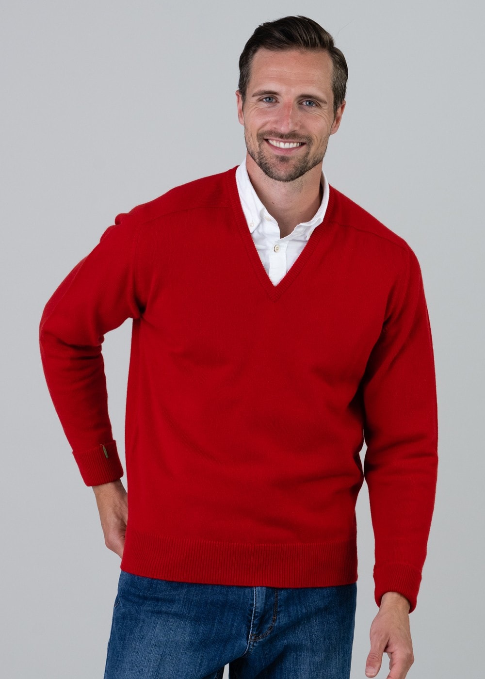 Melrose 2 Ply Cashmere V-Neck - Cardinal Red - 4