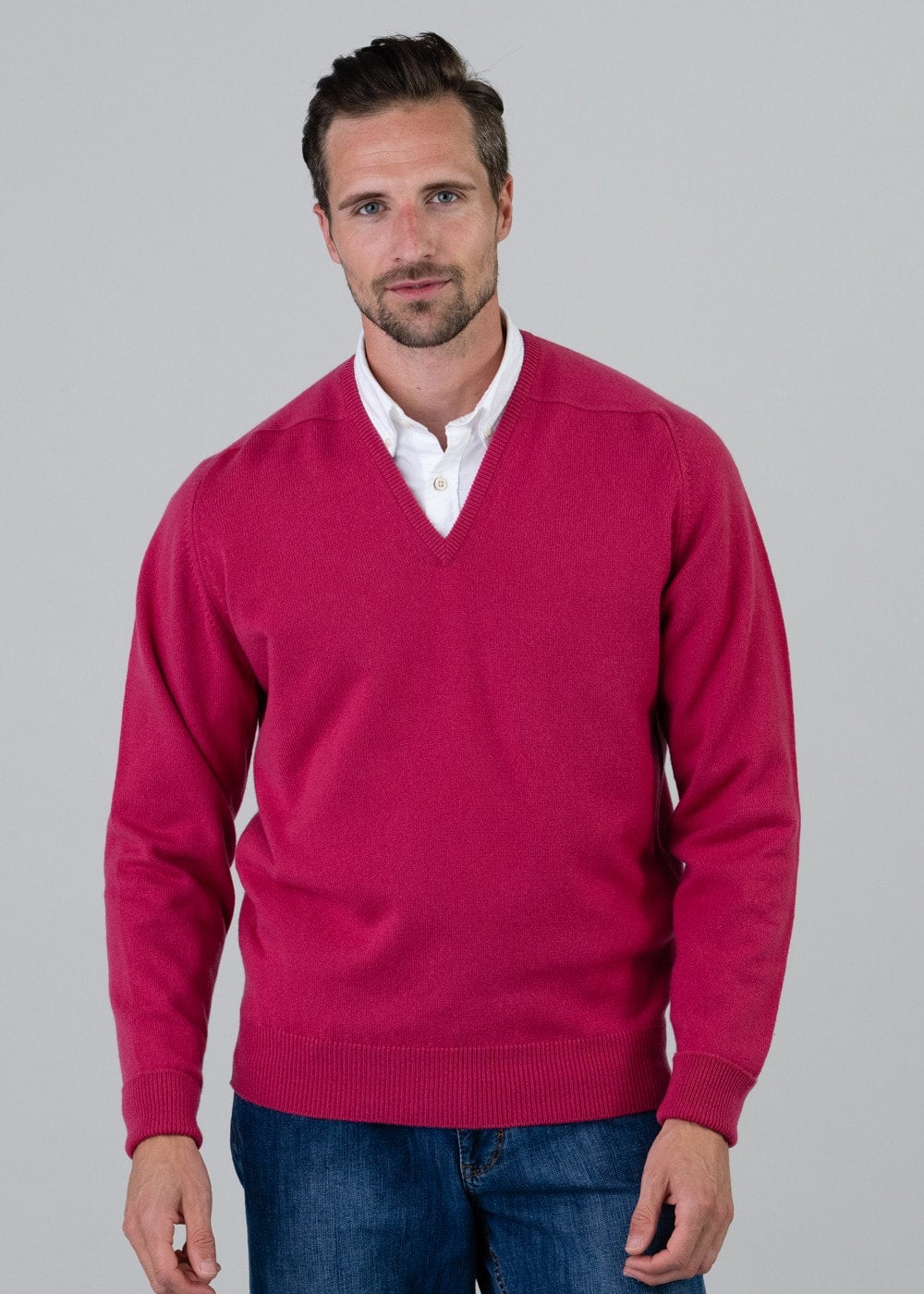 Melrose 2 Ply Cashmere V-Neck - Protea - 2