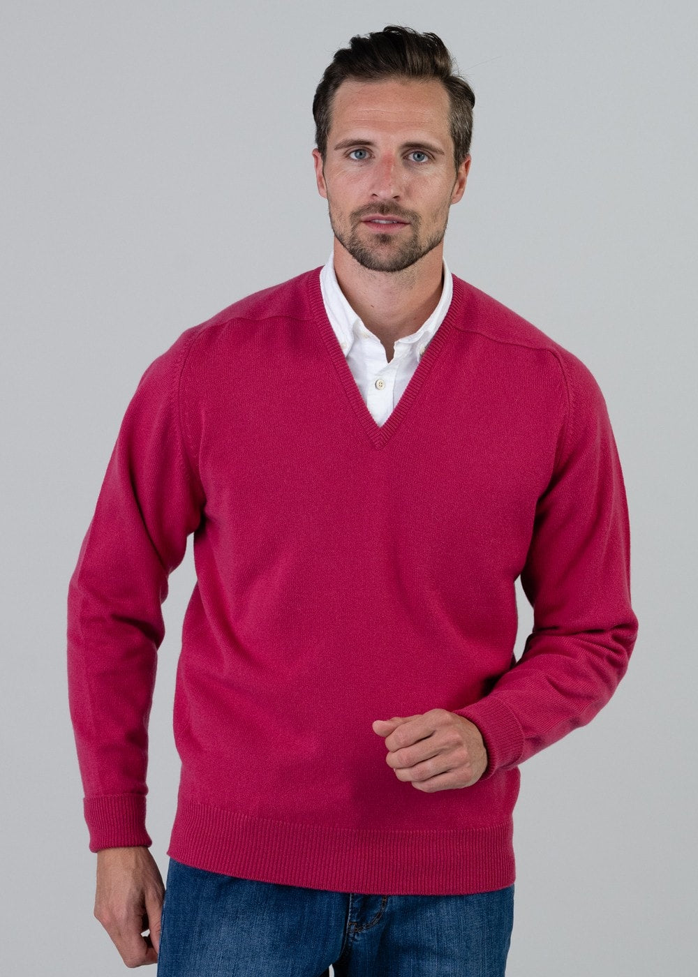 Melrose 2 Ply Cashmere V-Neck - Protea - 3