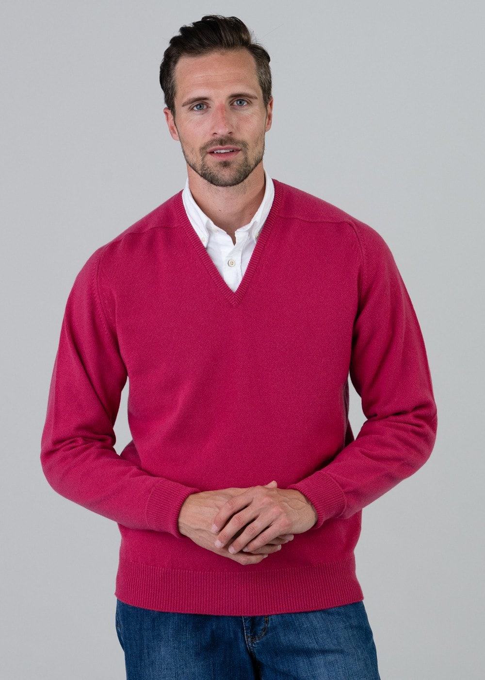 Melrose 2 Ply Cashmere V-Neck - Protea - 4