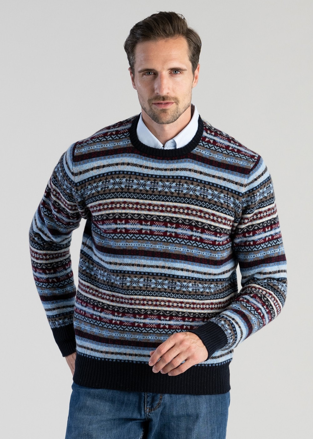 Lambswool Fairisle Crew - Navy - 2