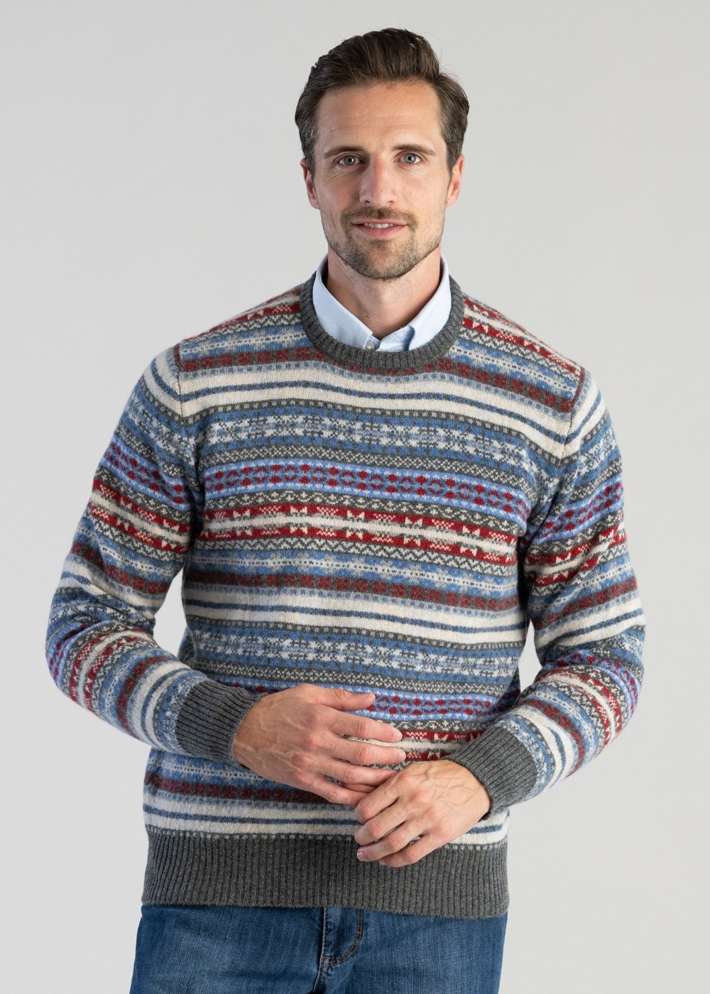 Lambswool Fairisle Crew - Cliff - 2