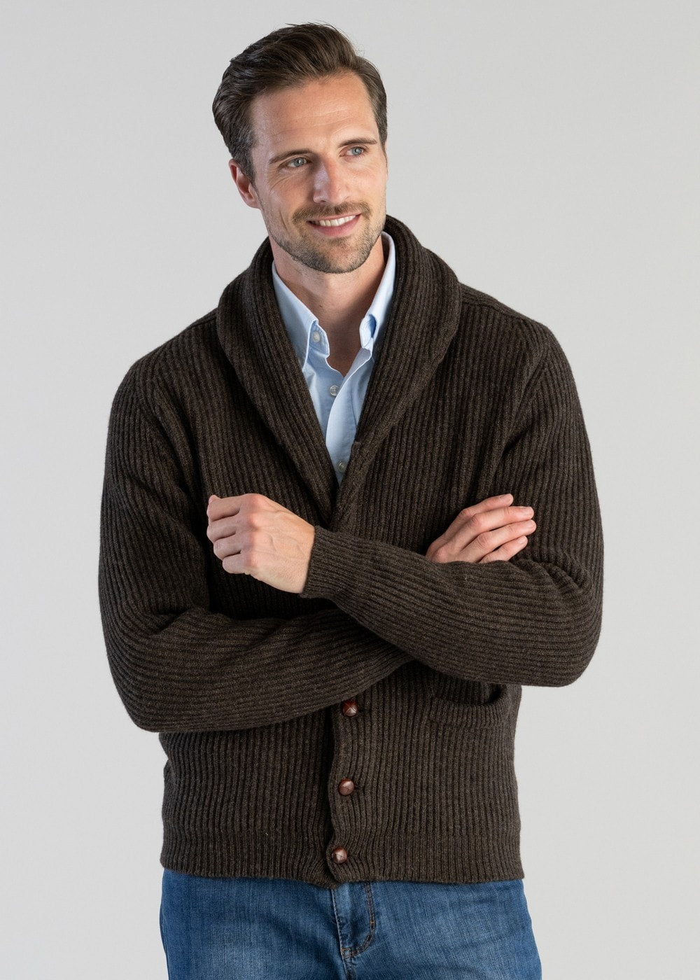 Lambswool Windsor Shawl Jacket - Cocoa - 4