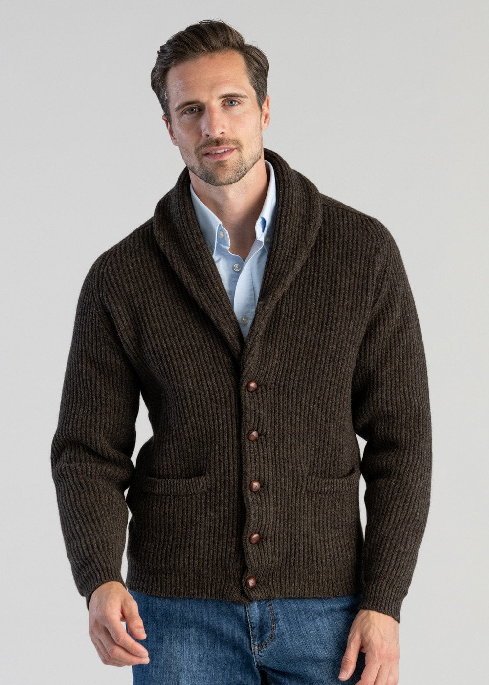 Lambswool Windsor Shawl Jacket - Cocoa - 5