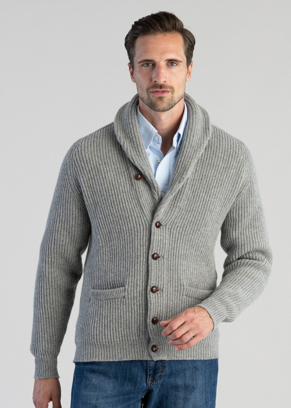 Lambswool Windsor Shawl Jacket - Flannel - 2